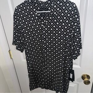Shaquille O'Neal Black and White Geometric Shirt Large Tall